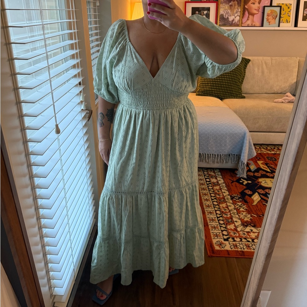 ASOS Green Cotton Eyelet Dress